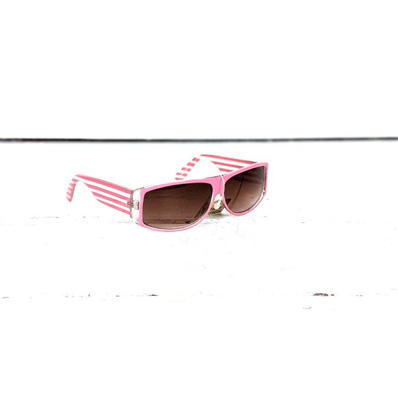 Vintage pink/clear striped plastic sunglasses/striped wide band sun glasses main image 6